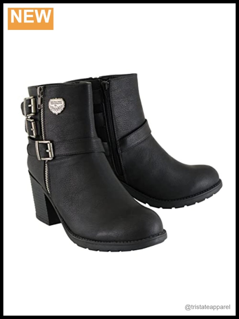 Faux Leather Triple Buckle Side Zip Ankle Boots Platform Heel